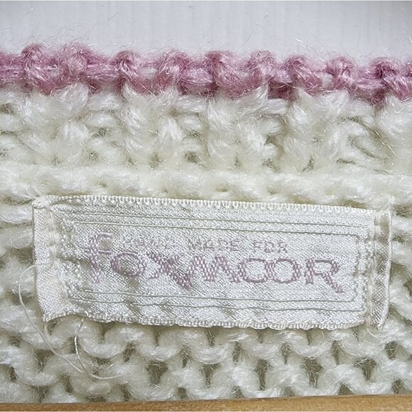 Foxmoor Sweater Womens S Cream Pastel Floral Handknit Open Weave Vintage Grandma - Picture 8 of 13